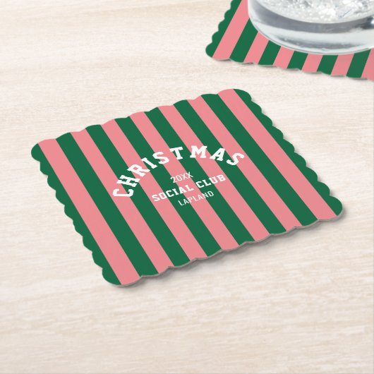 Weihnachtsklub Grüne Pink Candy Streifen Untersetzer (angewinkelt)