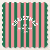 Weihnachtsklub Grüne Pink Candy Streifen Untersetzer (Vorderseite)