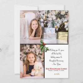 Weihnachtskluger suchen ihn noch nach zwei Fotos Feiertagskarte