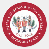 Weihnachtsknacker-Komposition Roter Grenzchoco Runder Aufkleber (Vorderseite)