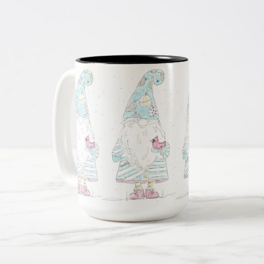 Weihnachtsknom mit Kardinal Zweifarbige Tasse (Vorderseite Links)