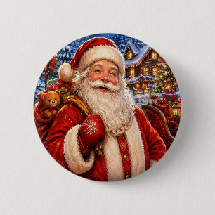 Weihnachtsknopf mit Vintage-Weihnachtsmann Button