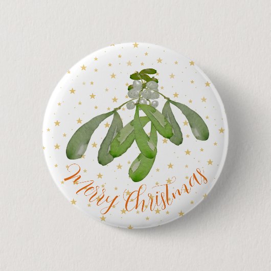 Weihnachtsknopf Original Wasserfarbe Mistletoe Button (Vorderseite)