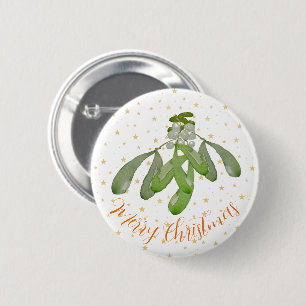 Weihnachtsknopf Original Wasserfarbe Mistletoe Button
