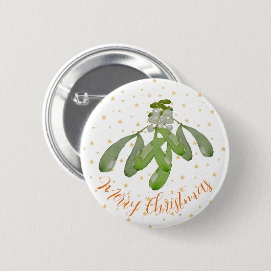 Weihnachtsknopf Original Wasserfarbe Mistletoe Button (Vorne & Hinten)