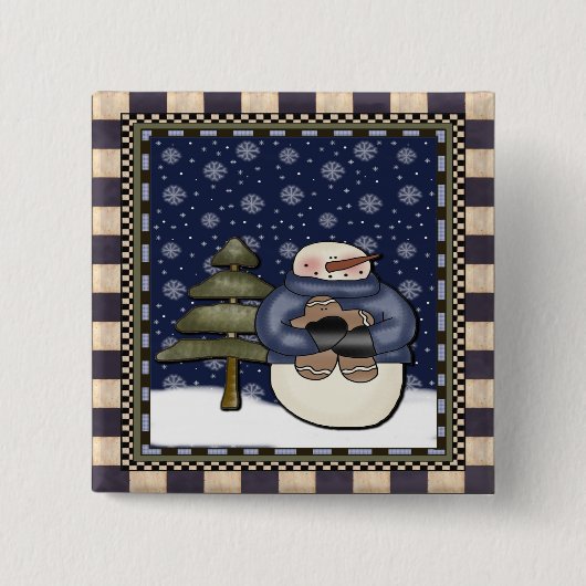 Weihnachtsknopf - Schneemann und Plätzchen Button (Vorderseite)