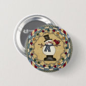 Weihnachtsknopf - Schneemann und roter Vogel Button (Vorne & Hinten)