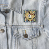 Weihnachtsknopf - Schneemann und roter Vogel Button (Beispiel)