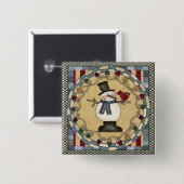 Weihnachtsknopf - Schneemann und roter Vogel Button (Vorne & Hinten)