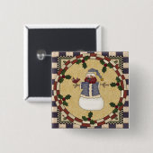 Weihnachtsknopf - Winter gekleideter Schneemann Button (Vorne & Hinten)