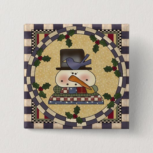 Weihnachtsknopf - Winter-Schneemann Button (Vorderseite)