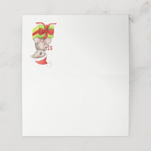 Weihnachtskoala Aquarellkunst Platzkarten (Außenseite Aufgefaltet)