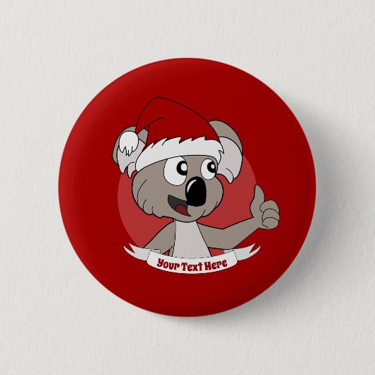 Weihnachtskoala-Cartoon Button (Vorderseite)