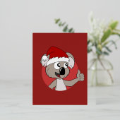 Weihnachtskoala-Cartoon Folien Feiertagspostkarte (Stehend vorne)
