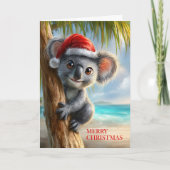 Weihnachtskoala im Sommer Feiertagskarte (Vorderseite)