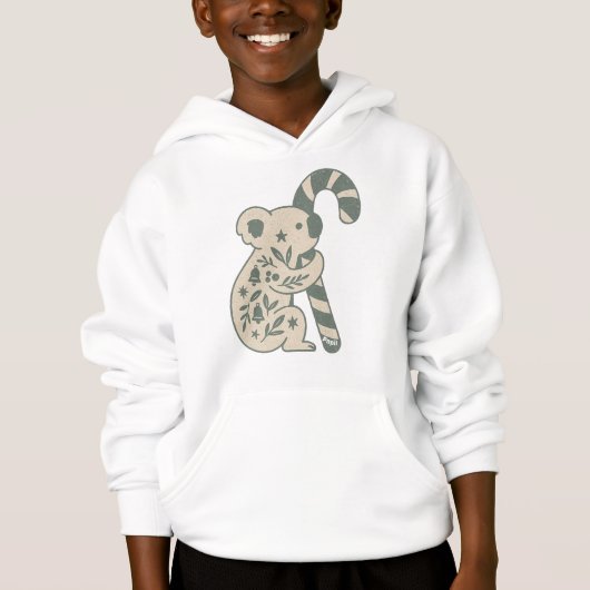 Weihnachtskoala mit Lebkuchenstab-Pullover Hoodie (Vorderseite)
