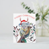 Weihnachtskoala mit Santa-Hut Feiertagspostkarte (Stehend Vorderseite)