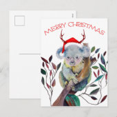 Weihnachtskoala mit Santa-Hut Feiertagspostkarte (Vorne/Hinten)