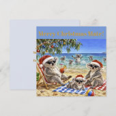 Weihnachtskoalas am Strand Feiertagskarte (Vorne/Hinten)