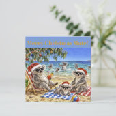 Weihnachtskoalas am Strand Feiertagskarte (Stehend Vorderseite)