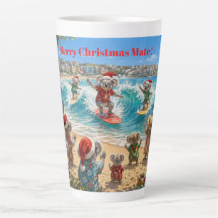 Weihnachtskoalas surfen am Bondi Beach, Kumpel! Milchtasse