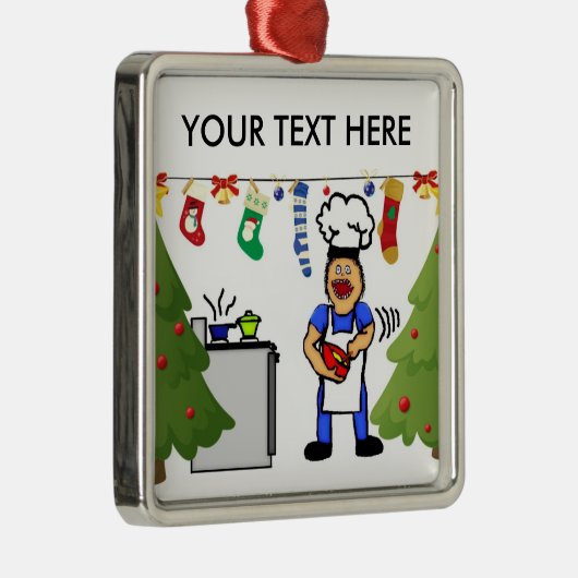 Weihnachtskoch Silbernes Ornament (Rechts)