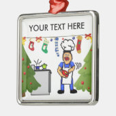 Weihnachtskoch Silbernes Ornament (Links)