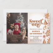 Weihnachtskochen Süß 1. Geburtstag Foto Einladung (Vorderseite)