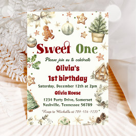 Weihnachtskochen Süß 1. Geburtstag Party Einladung