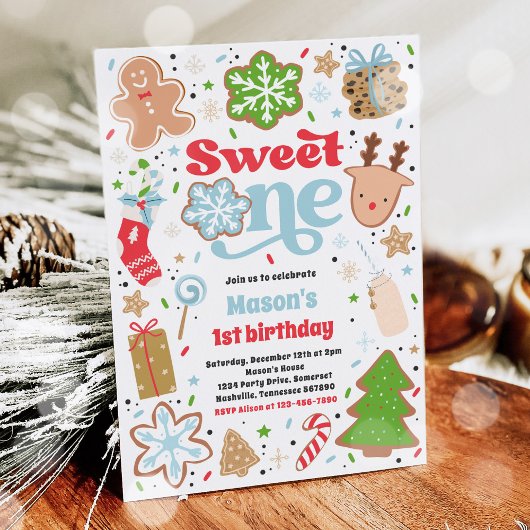 Weihnachtskochen Süß 1. Geburtstag Party Einladung