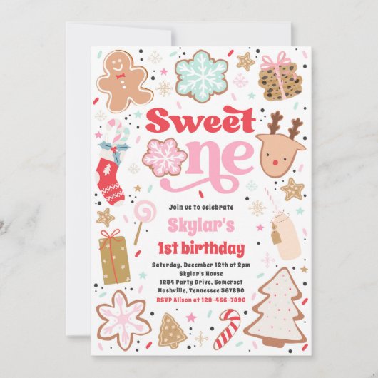 Weihnachtskochen Süß 1. Geburtstag Party Einladung (Vorderseite)