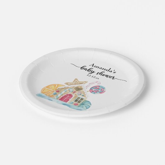 Weihnachtskochshaus Babydusche Pappteller (Schrägansicht)