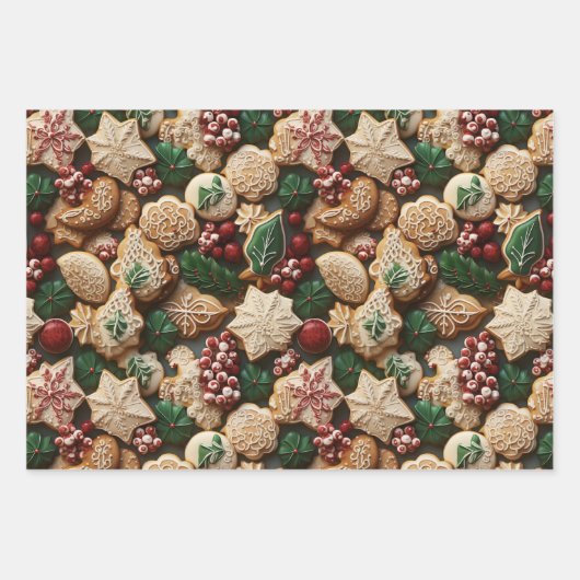 Weihnachtskochtabend Retro Geschenkpapier Set (Vorderseite 3)