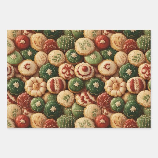 Weihnachtskochtabend Retro Geschenkpapier Set (Vorderseite)