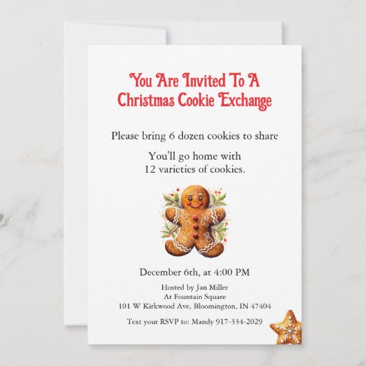 Weihnachtskochtausch Einladung (Rückseite)