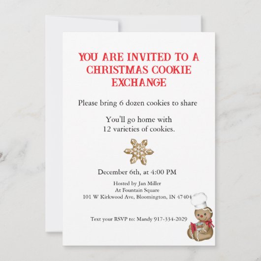 Weihnachtskochtausch Einladung (Rückseite)