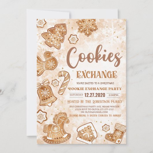 Weihnachtskochtausch Einladung Holiday cookie (Vorderseite)