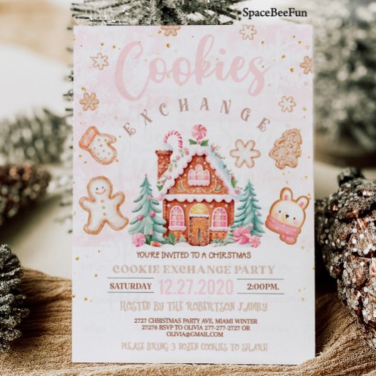 Weihnachtskochtausch Einladung Holiday cookie