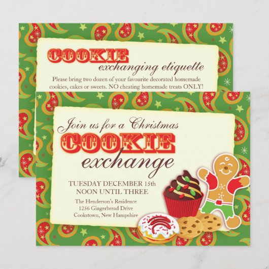 Weihnachtskochtausch & Etiquette-Einladung Einladung (Vorne/Hinten)