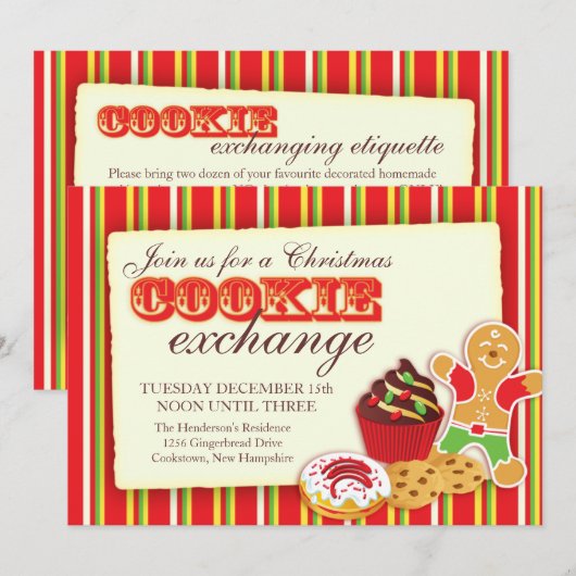 Weihnachtskochtausch & Etiquette-Einladung Einladung (Vorne/Hinten)