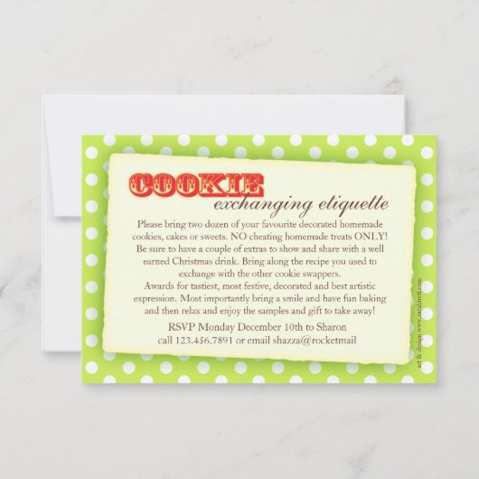 Weihnachtskochtausch & Etiquette-Einladung Einladung (Rückseite)