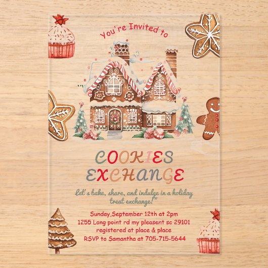 Weihnachtskochtausch | Farbenfrohe Ferien Acryleinladungen (Vorderseite)