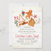 Weihnachtskochtausch Lebkuchen & Rustikales Holz Einladung (Vorderseite)