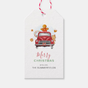 Weihnachtskochtausch Lebkuchen Truck Wasserfarbe Geschenkanhänger