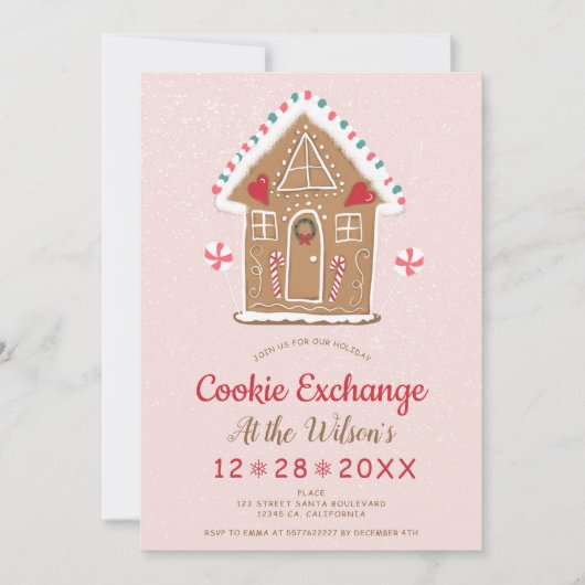 Weihnachtskochtausch niedliches Ingwerbrot Einladung (Vorderseite)