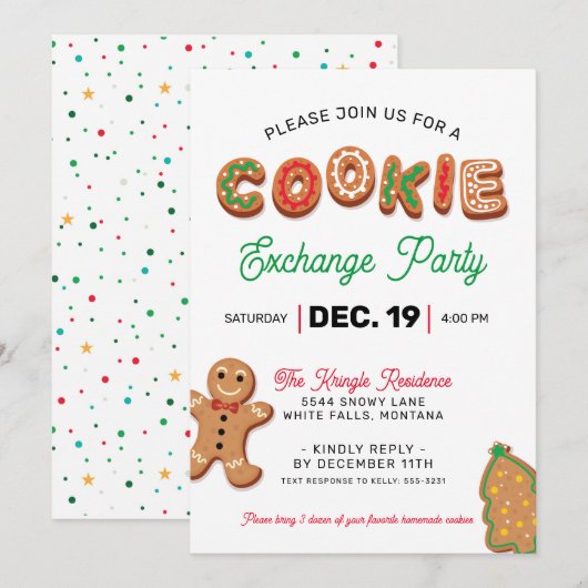 Weihnachtskochtausch-Party Einladung (Vorne/Hinten)
