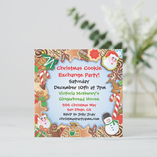 Weihnachtskochtausch-Party Einladung (Stehend Vorderseite)