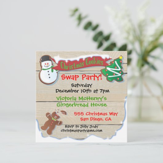 Weihnachtskochtausch-Party Einladung (Stehend Vorderseite)