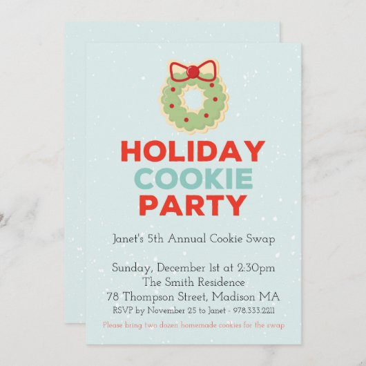 Weihnachtskochtausch-Party Einladung (Vorne/Hinten)