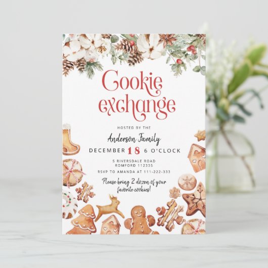 Weihnachtskochtausch Party Einladung (Stehend Vorderseite)